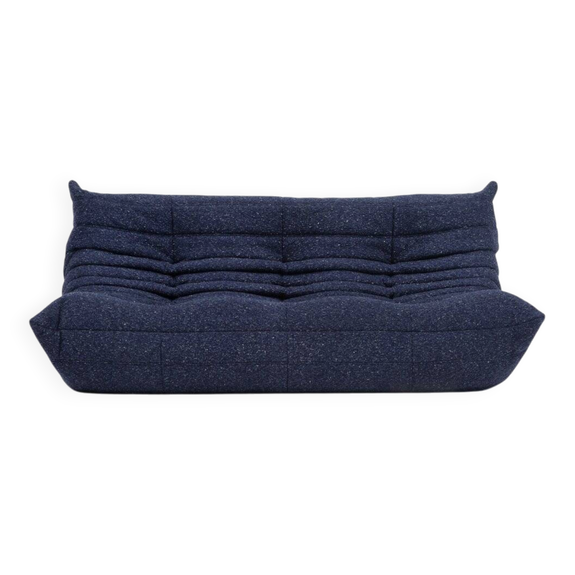 Togo three-seater sofa in dark blue boucle by Michel Ducaroy for Ligne Roset