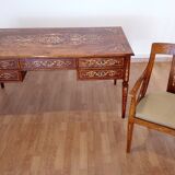 Louis XVI style italian bank desk and bench, 1920s