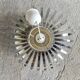 Spherical pendant light with stainless steel blades - vintage 1990
