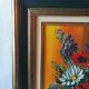 Oil painting on canvas, bouquet of flowers in a framed vase, signed.