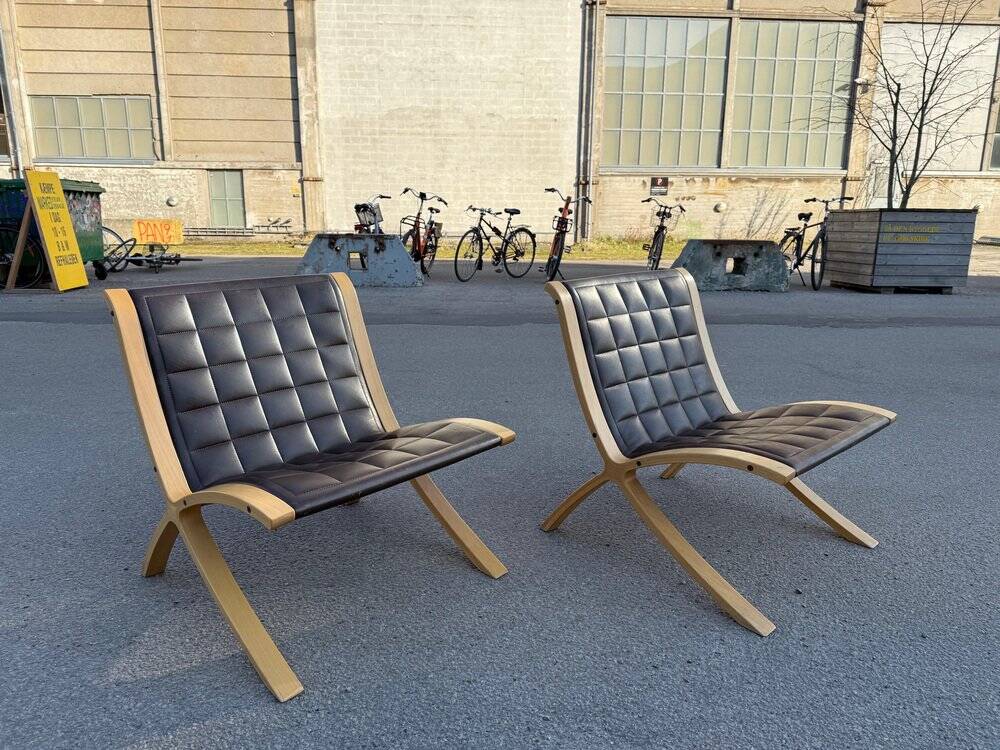 AX chairs attributed to Peter Hvidt & Orla Mölgaard, attributed to Fritz Hasen, 1978, set of 2