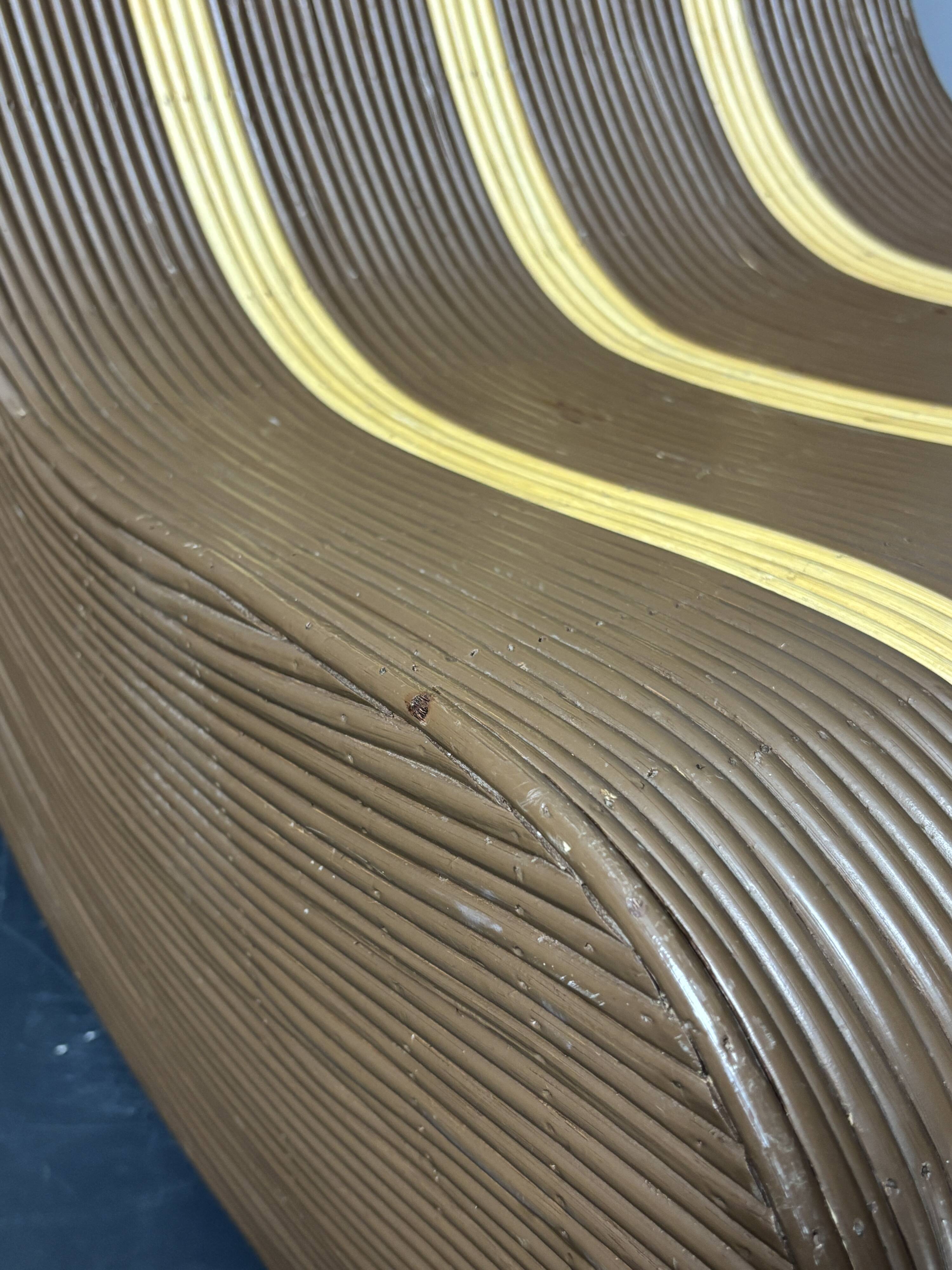 Curvy wavy pencil reed rattan bamboo low lounge chair, 1970s