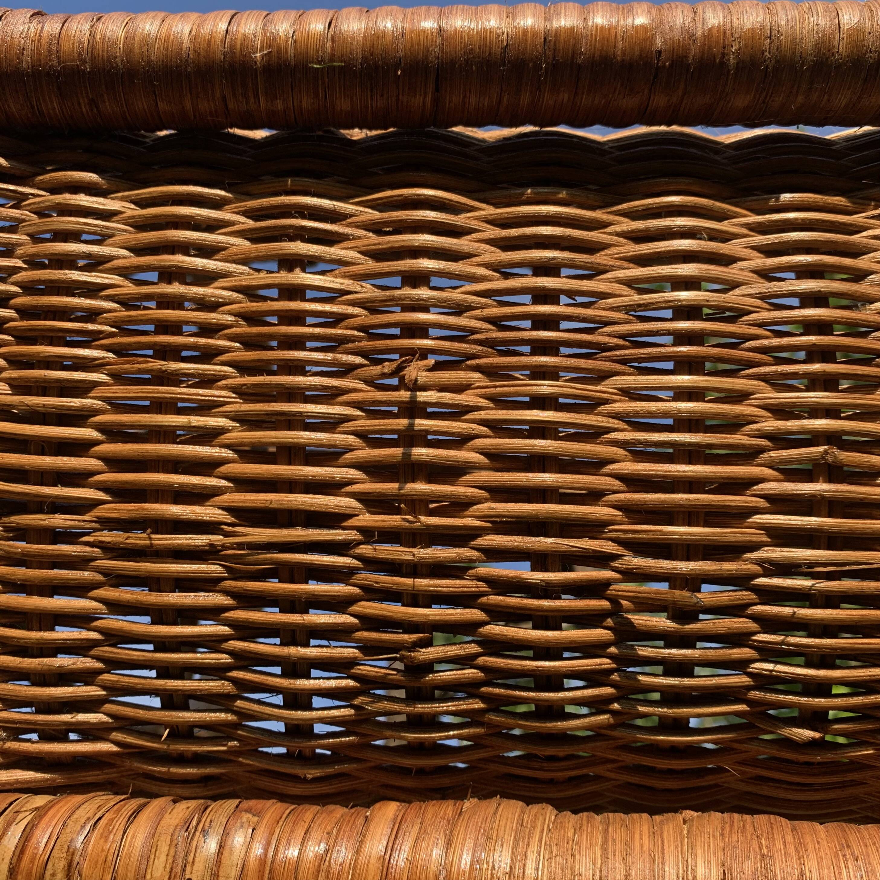 Vintage wicker and bamboo magazine rack