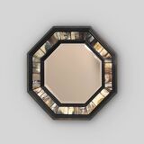 Brass and horn octagonal mirror with horn by Anthony Redmile, UK ca. 1980