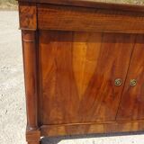 Buffet Empire, plateau en losanges, marqueterie de bois