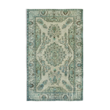 Hand-knotted antique turkish 1970s 178 cm x 289 cm blue carpet