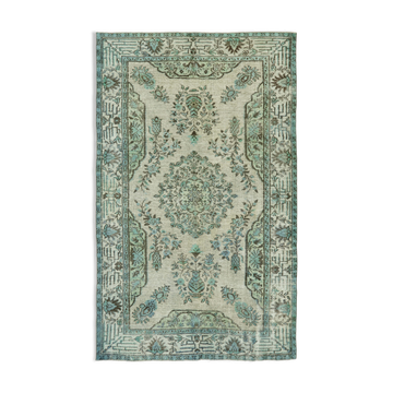 Hand-knotted antique turkish 1970s 178 cm x 289 cm blue carpet