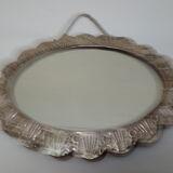 Silver oval boudoir mirror