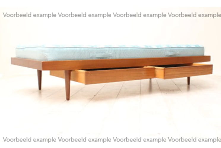 Vintage wooden bed with drawers, Netherlands, 1960