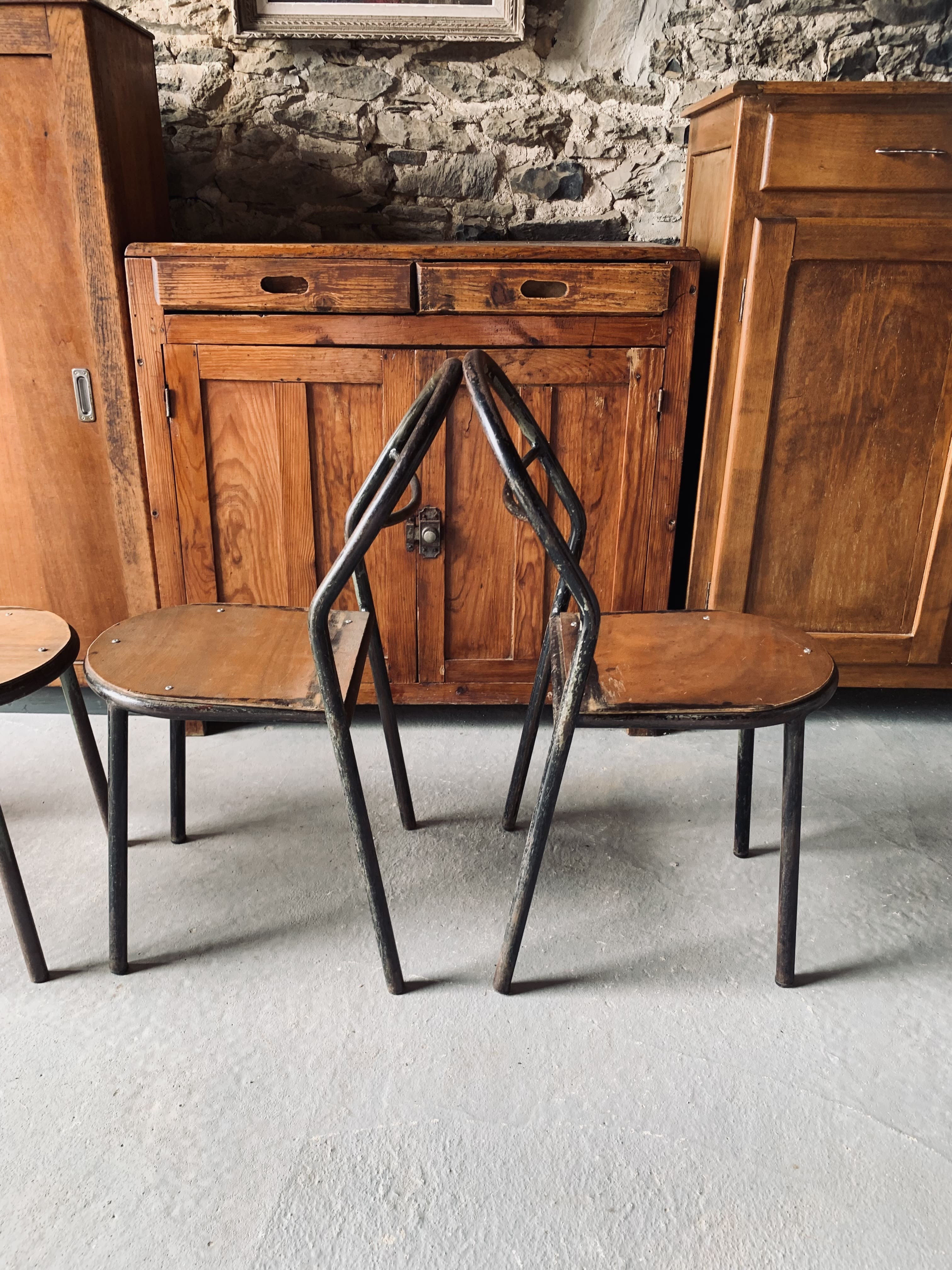 Set of 2 Mobilor chairs - 1950's - metal and wood