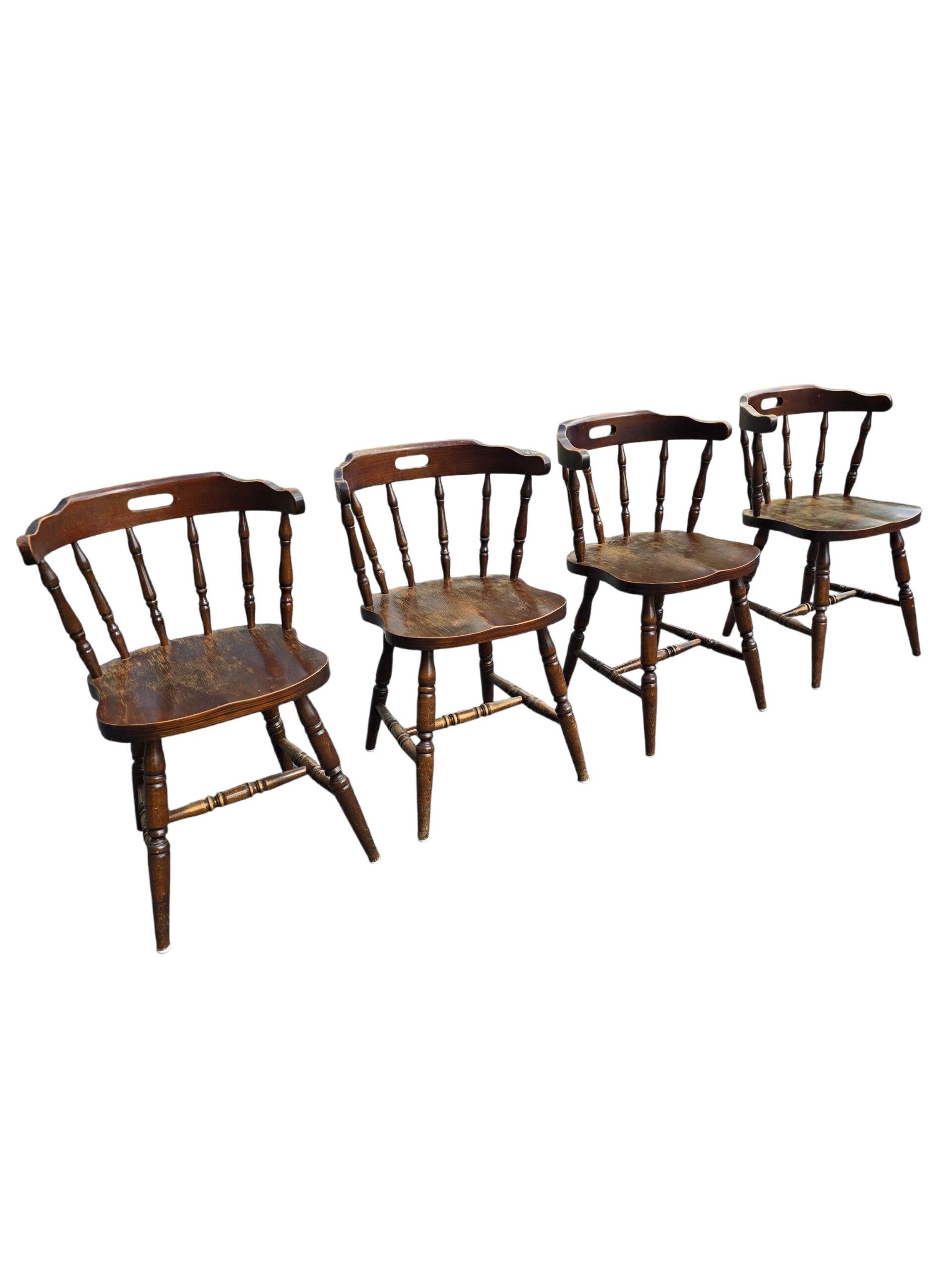 4 fauteuils bistrot style western en hêtre
