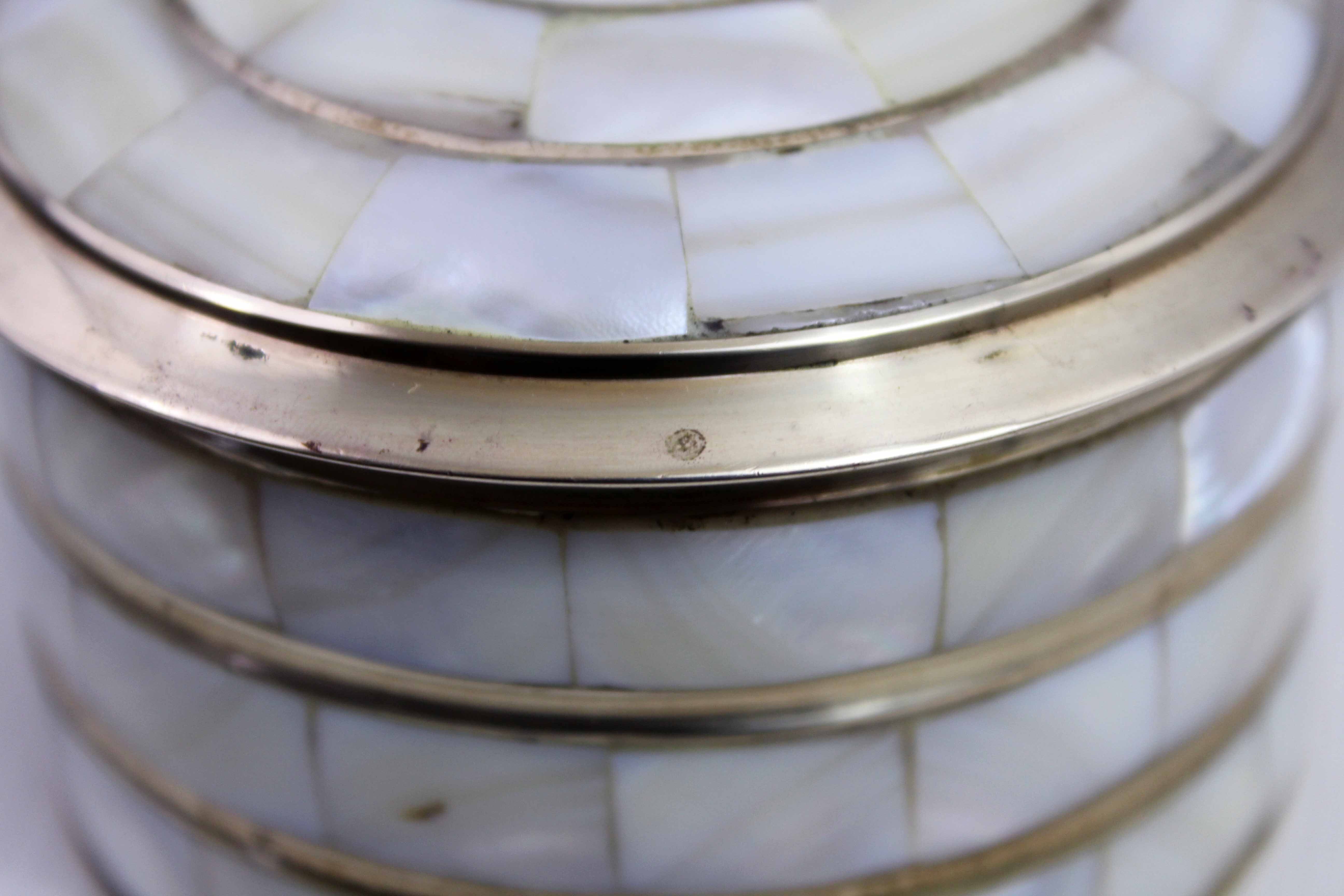 Vintage box in brass and mother-of-pearl