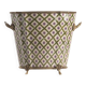 Cache pot haut Fleur géométrique Porcelaine et Bronze