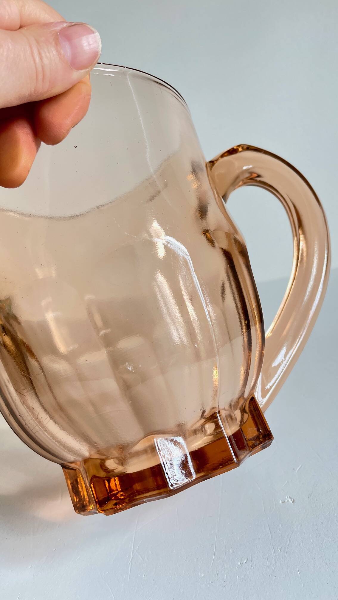 Vintage amber-pink glass pitcher 1 liter