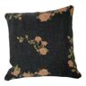 Linen cushion floral pattern black pink