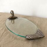 Foie gras serving dish duck glass and metal