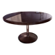 Round dining table, 1980s, black stained wood with glass top