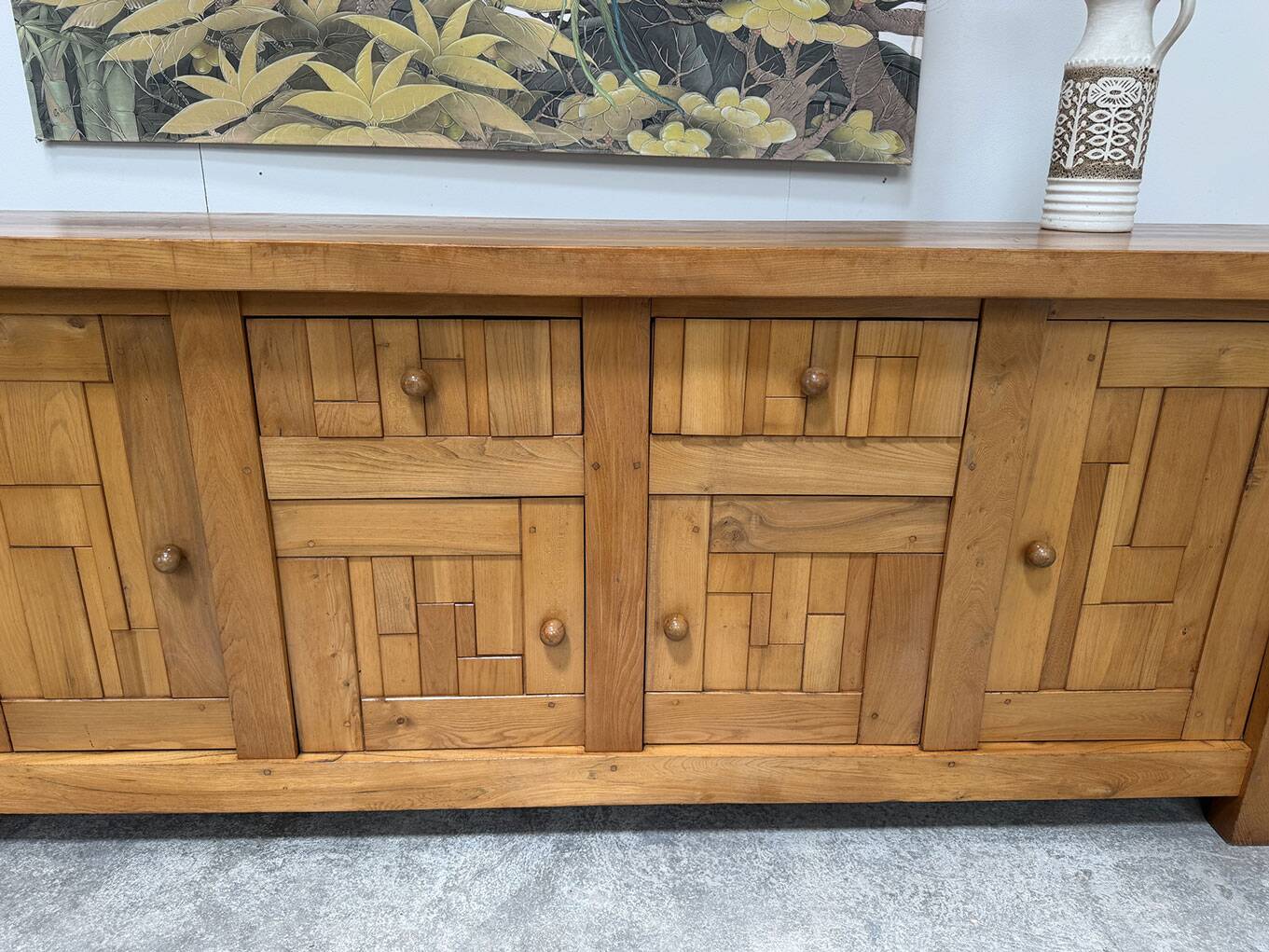 Brutalist 70's sideboard in solid elm