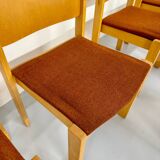 Lot of 8 old Scandinavian design wooden chairs from the 80s vintage