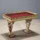 Antique coffee table in carved wood and glass, Italy, 20th century