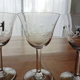 Set of 6 engraved glass stemware glasses