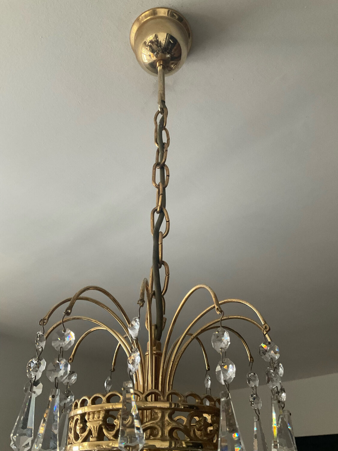 Bronze hot air balloon chandelier and crystal tassels