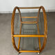 Glass and rattan dessert trolley, bar cart
