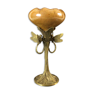 Art Nouveau Cup in Bronze & Porcelain