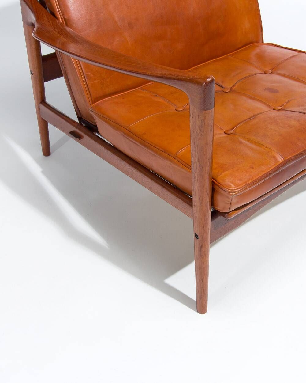 Ib Kofod Larsen Teak and Leather Lounge Chair, Swedish 1950s