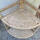 Vintage rattan corner shelf