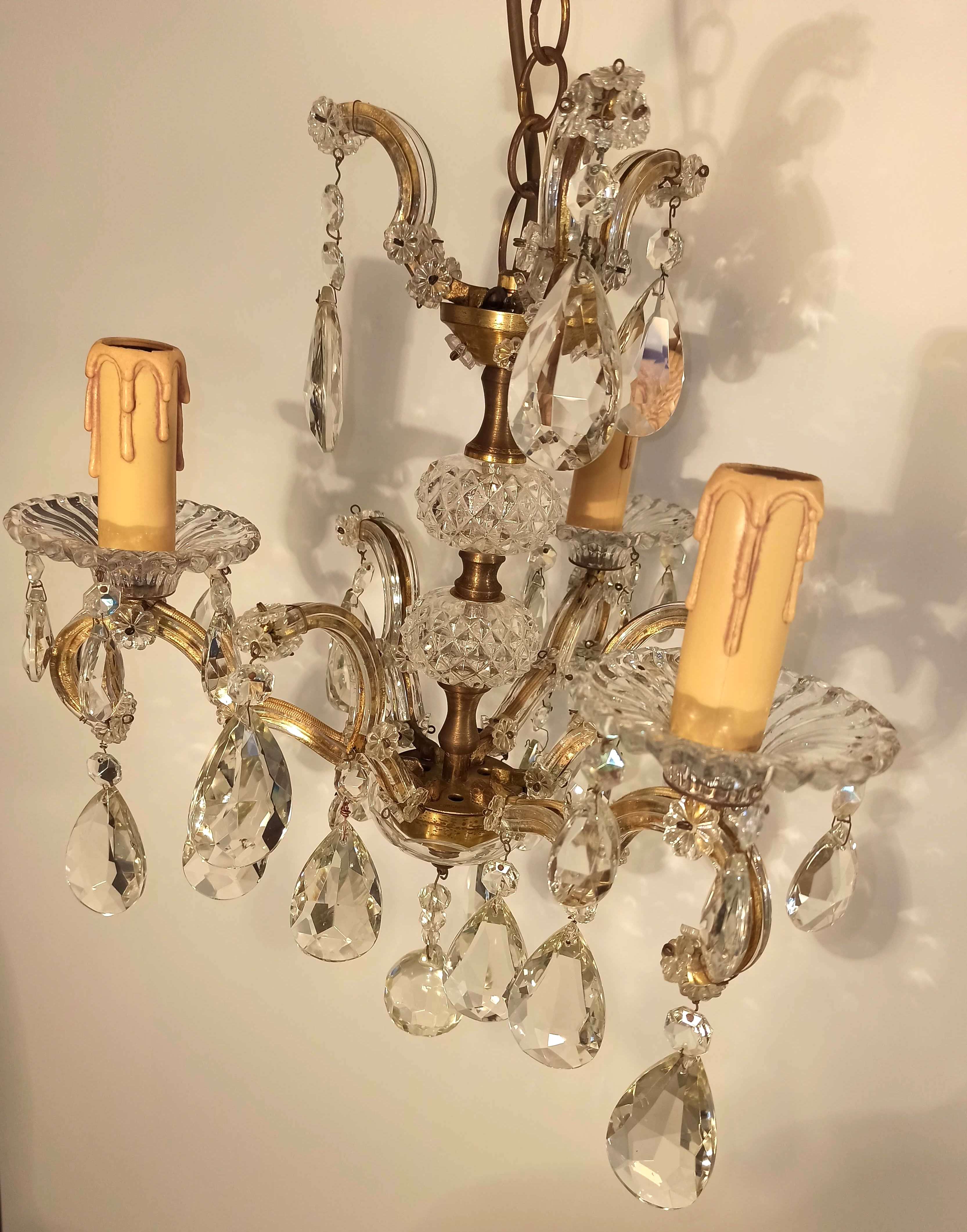 Ancien lustre à pampilles baroque