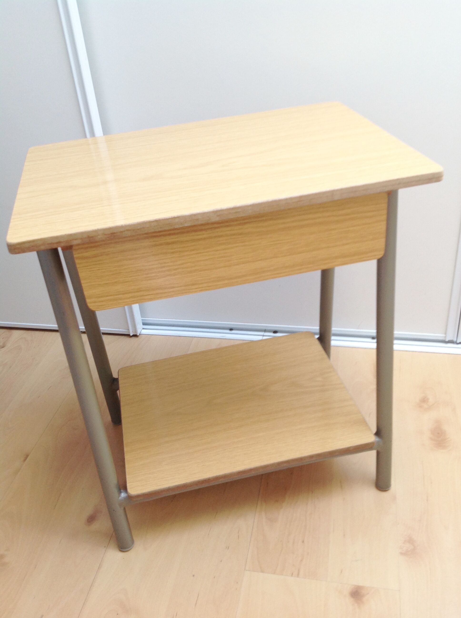 Bedside table in formica imitation wood / vintage 60s-70s