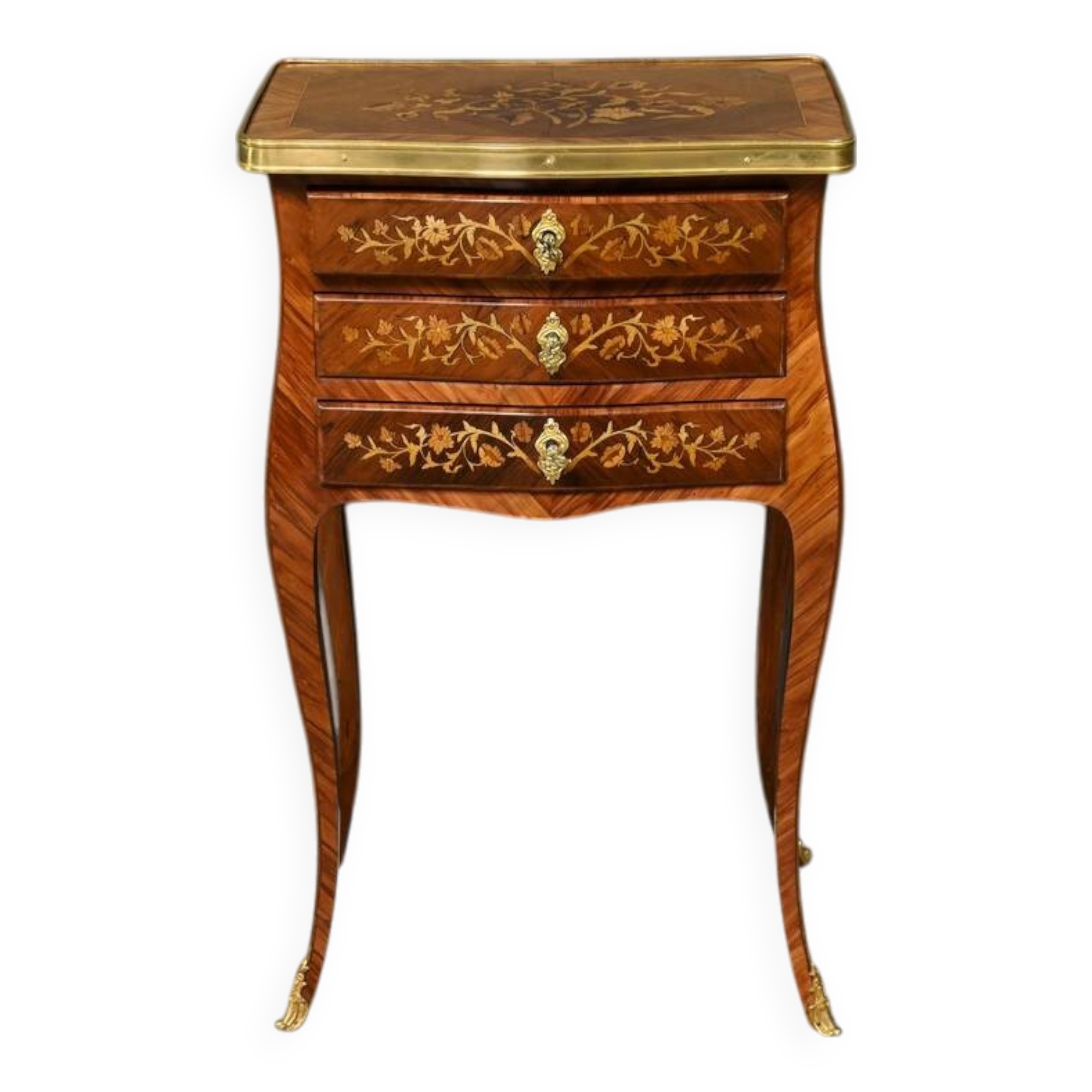 Bedside table in rosewood and palisander, Louis XV style – Late 19th century