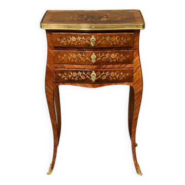 Bedside table in rosewood and palisander, Louis XV style – Late 19th century