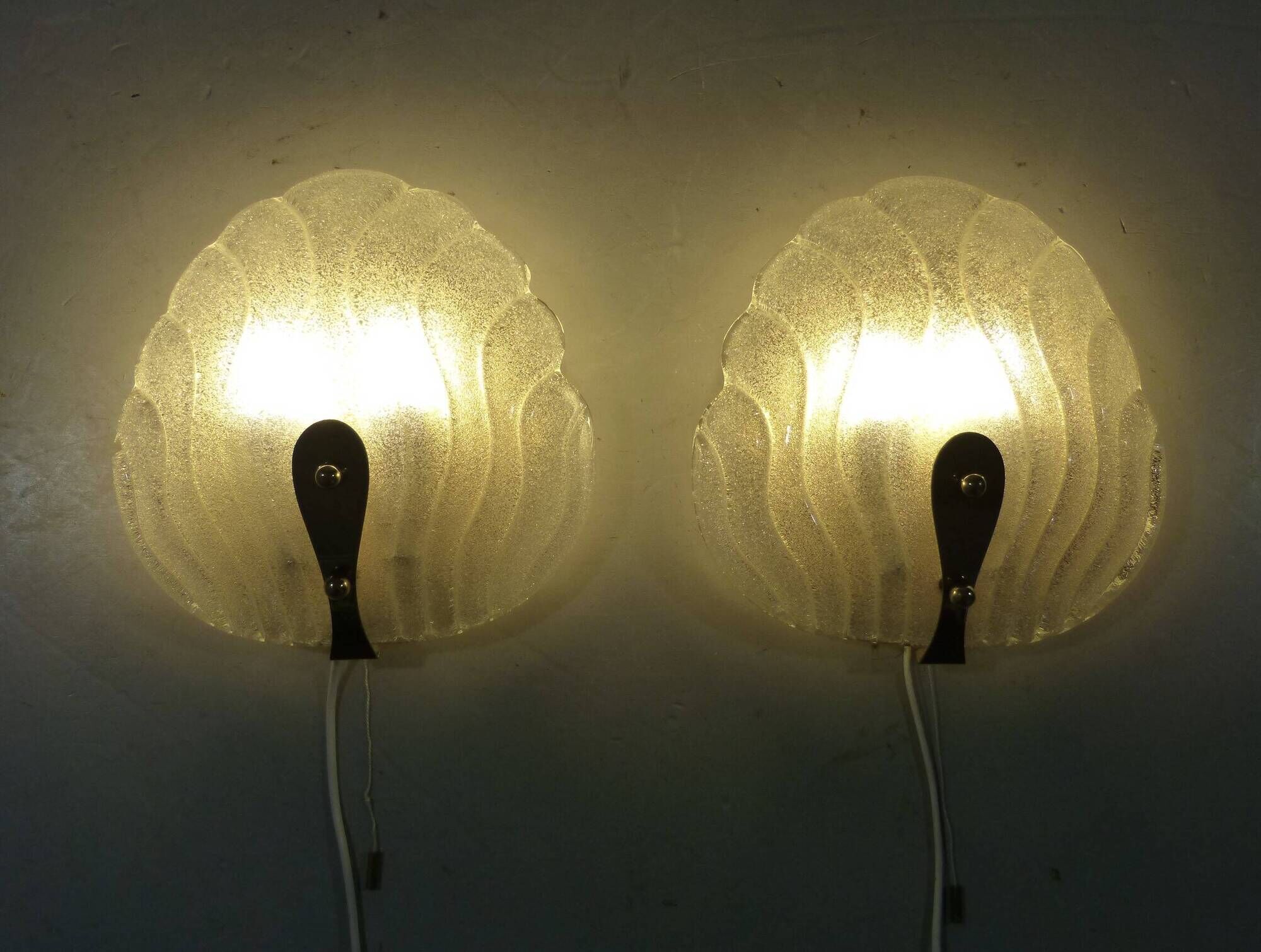 Hillebrand glass wall lamps  1960’s