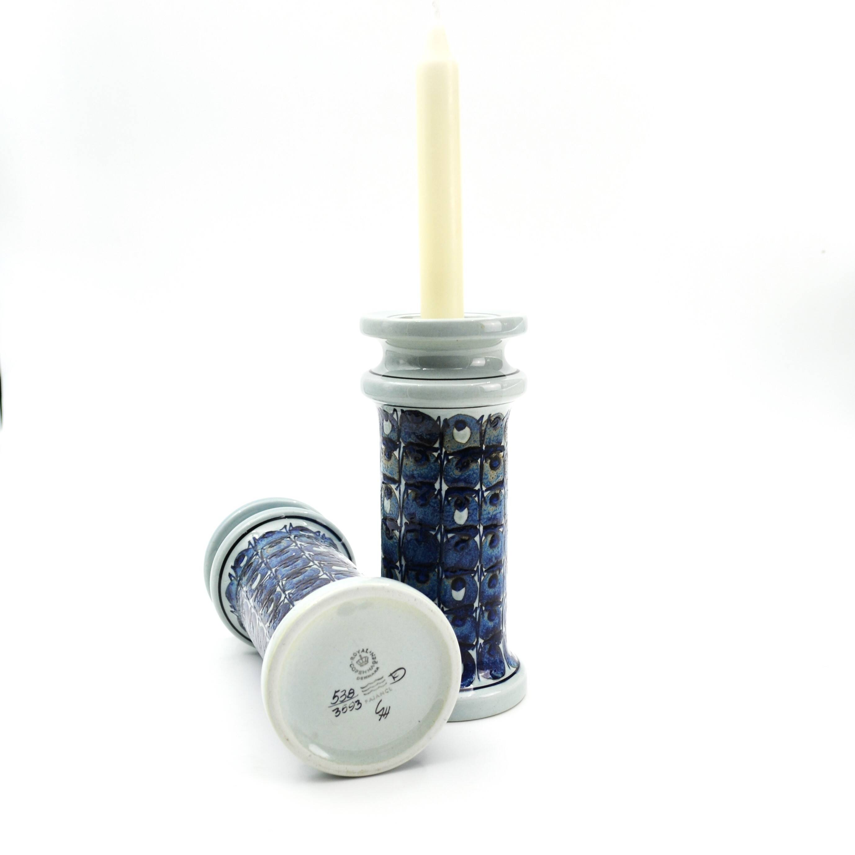 Pair of earthenware candlesticks from the Tenera series by Grete Helland-Hansen for Royal Copenhagen