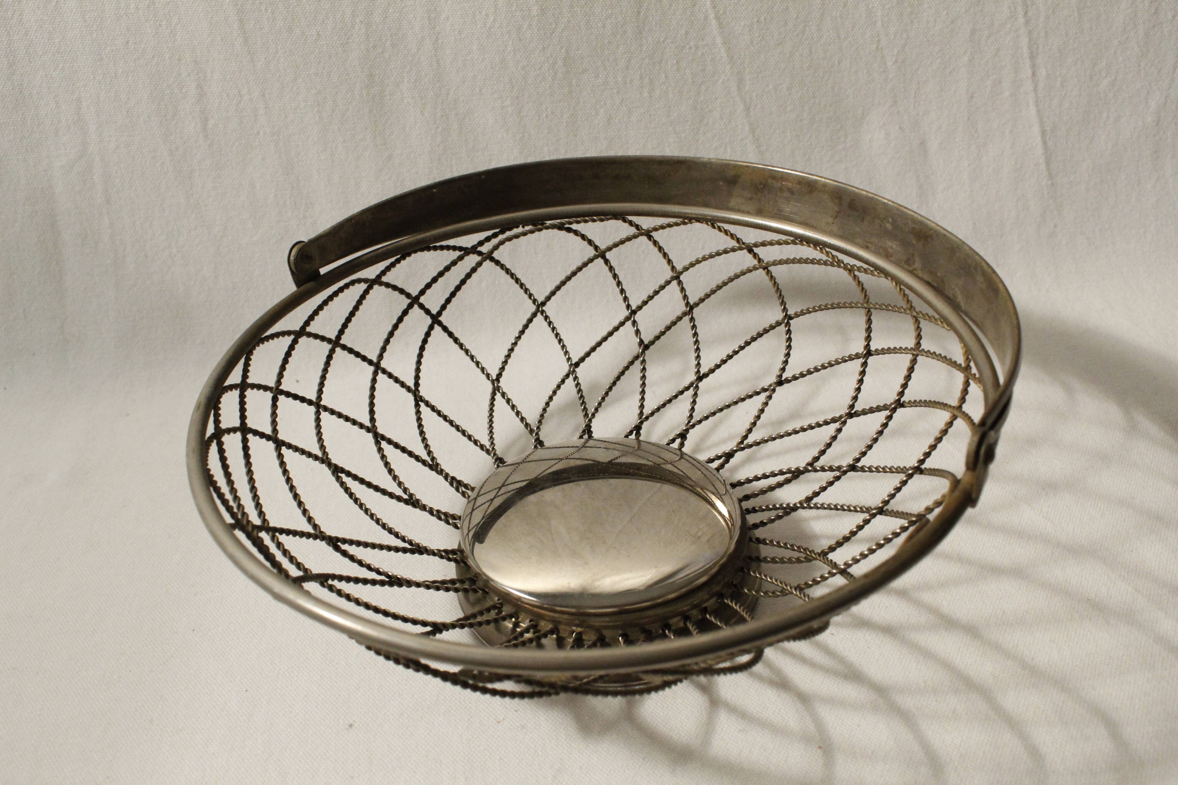 Vintage silver metal fruit basket