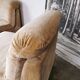 Pair of modular velvet armchairs and ottoman