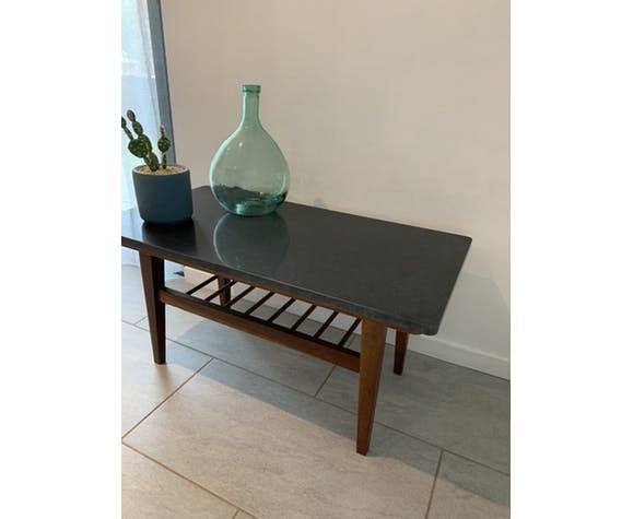 Vintage coffee table with granite top