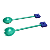 Postmodern Italian salad cutlery from the Euclid series by Michael Graves for Alessi, 1980s, set of 2.