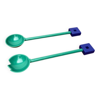Postmodern Italian salad cutlery from the Euclid series by Michael Graves for Alessi, 1980s, set of 2.