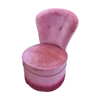 Fauteuil crapaud velours rose