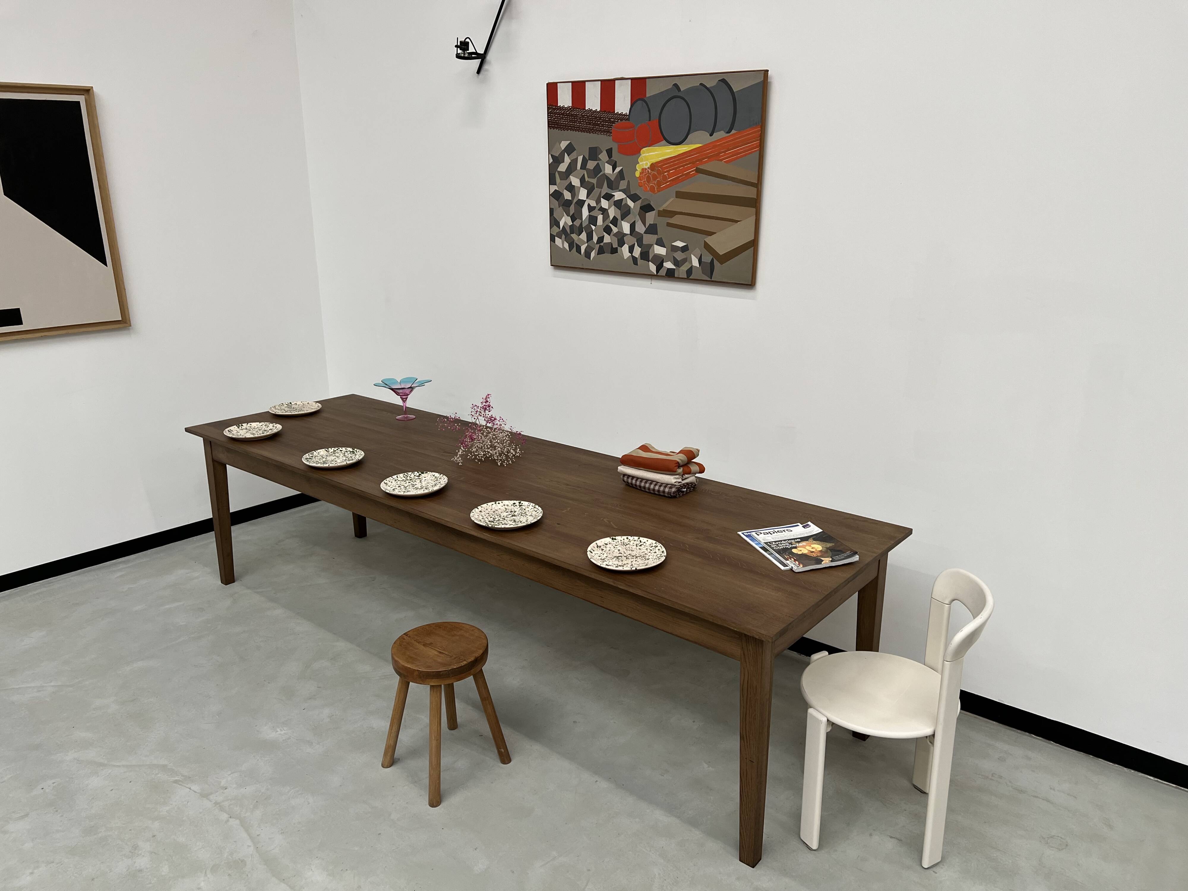 "Dark Brown" farmhouse table in solid oak, 300 x 90 cm