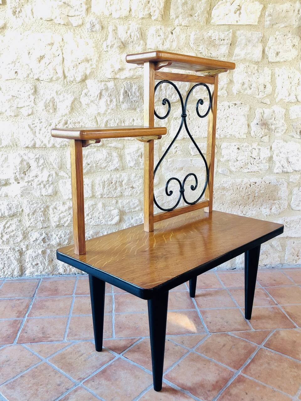 Vintage oak freestanding shelf, Circa 60s
