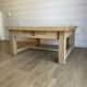 Large antique coffee table in sandblasted solid oak - Rustic chic style