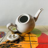 Old insulating teapot in ceramic and chrome metal - Dovo Tiel