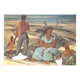 Painting "return from fishing", oil on panel, flory roland ca 1945