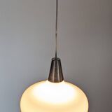 Water drop pendant light Space age in white opaline, France circa 1970.