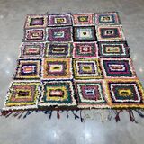 Tapis multicolor en tissu boucherouite 156x190cm