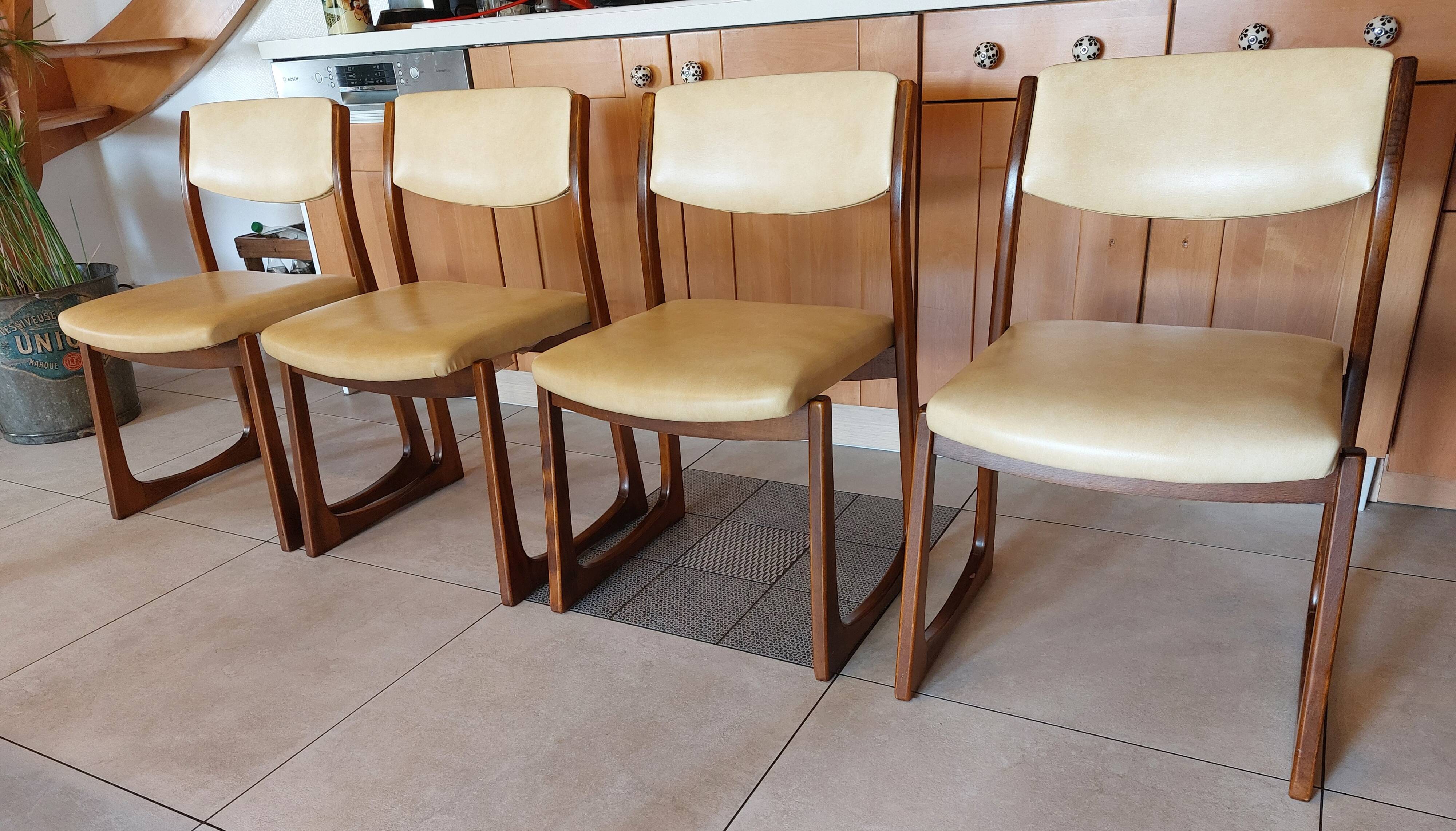 4 sled chairs, vintage